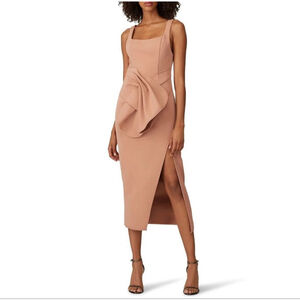 Acler Habana Scuba Ruffle Chic Sculpture Midi Dress